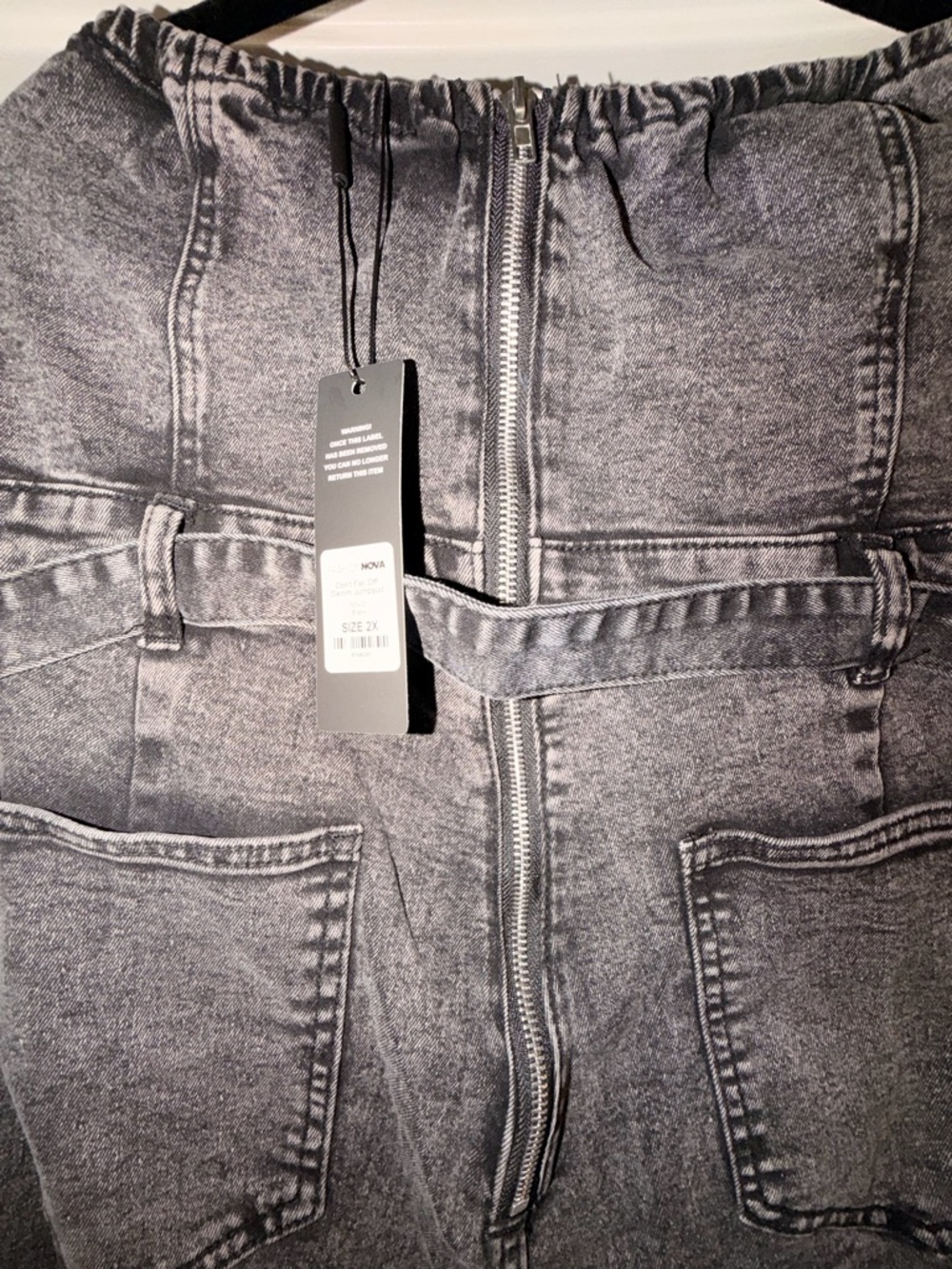 Strapless Cargo Wide-Leg Jumpsuit - Black Wash - Picture 6 of 13